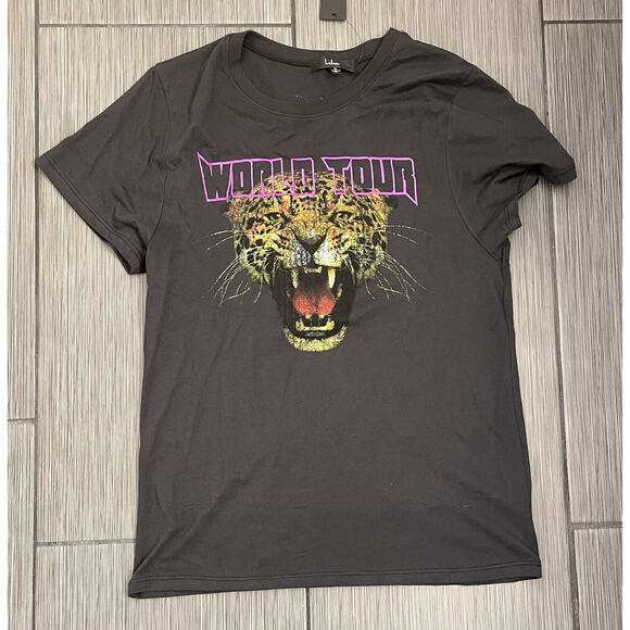 Lulus Tiger Tour Washed Black Graphic Tee Prince Peter Size Medium NWT - Picture 1 of 10